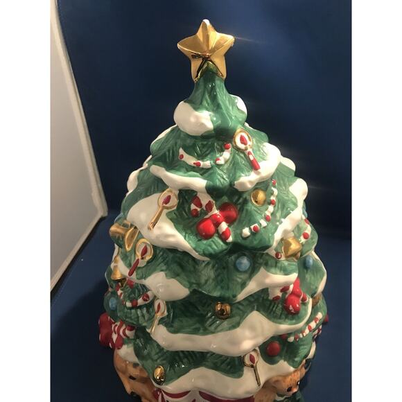 Christmas Tree Cookie Jar Ceramic Snowman Teddy Bear Gifts Festive Decor - Picture 5 of 6